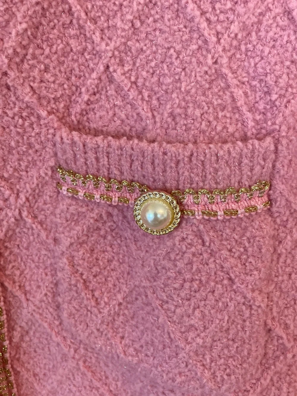 Urban Revivo Pink Pearl-Trim Knit Cardigan - Picture 3 of 8